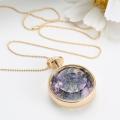 Glass Pendant with Vintage Dried flower Necklace | Rose Gold Chain