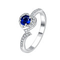 Fantastic price!! Sterling Silver filled Heart Sapphire Ring with simulated diamonds sizes 7 - 8