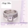 Fantastic price!! Sterling Silver - filled Wedding Ring Set with simulated diamonds Sizes 7-9