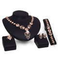 NEW WOMEN'S CRYSTAL GOLD PLATED RING EARRINGS BRACELET NECKLACE JEWELRY SET