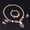 NEW WOMEN'S CRYSTAL GOLD PLATED RING EARRINGS BRACELET NECKLACE JEWELRY SET