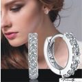 Women Jewellery White Gemstones Crystal Silver Hoop Earrings
