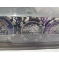 Poker Chips in Clear Acrylic Rack with Cover (5 Rows / 98 Chips)