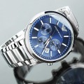 MENS EMPORIO ARMANI BLUE DIAL STAINLESS STEEL CHRONOGRAPH WATCH AR2448#BRAND NEW#WITH BOX+PAPERS