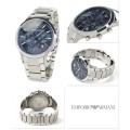 MENS EMPORIO ARMANI BLUE DIAL STAINLESS STEEL CHRONOGRAPH WATCH AR2448#BRAND NEW#WITH BOX+PAPERS