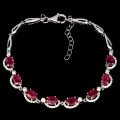 STUNNING!!! GENUINE NATURAL AAA TOP BLOOD RED RUBY & CZ STERLING 925 Silver Bracelet