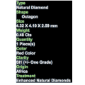 ***CERTIFIED***0.48CT NATURAL SPARKLING RARE FANCY ORANGY RED COLOR OCTAGON CUT DIAMOND +-SI1