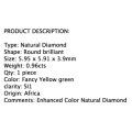 ***SEE VIDEO**0.96CT NATURAL RARE EXCELLENT FANCY YELLOW GREEN COLOR ROUND CUT DIAMOND SI1+-