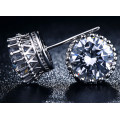 ***New Latest Design! Simulated Diamond Plated Crown Stud Earrings