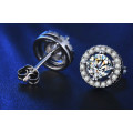 ***New Latest Design! Simulated Diamond Plated Round Stud Earrings