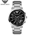 MENS EMPORIO ARMANI BLACK DIAL STAINLESS STEEL CHRONOGRAPH WATCH AR2434 ##BRAND NEW##