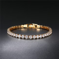 Elegant Yellow Gold plated Engagement Tennis Bracelet -  With Ice White Simulated Stones - Size 17cm