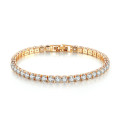 Elegant Yellow Gold plated Engagement Tennis Bracelet -  With Ice White Simulated Stones - Size 17cm