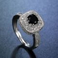 0.8CT Black Sapphire Gemstone  Wedding  Ring Size Sz 9 / Sz R