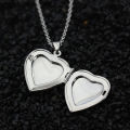 Love Heart Shape Pendant Openable Photo Silver Chain