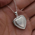 Love Heart Shape Pendant Openable Photo Silver Chain