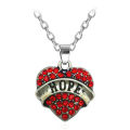 Hope Family Crystal Love Heart Pendant Rhinestone Necklace