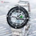 GENUINE SHARK Stylish Mens Black Dial LCD Digital Date Day Alarm Steel Wrist Sport Watch