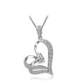 Heart Crystal Rhinestone Silver Chain Pendant Necklace