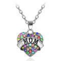 Colorful Crystal Love Heart Pendant Rhinestone Necklace - Mom