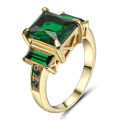 Green Emerald Engagement Ring 10KT Yellow Gold Filled Wedding Band Size 6