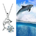 Jumping Dolphins Silver Rhinestone Creative Pendant