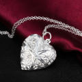 Silver love heart valentine necklace pendant lover locket