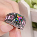 Size 9 Mystic Rainbow Topaz Gemstone  Ring 10KT Black Gold Filled