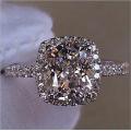 Gorgeous Silver Princess Cut White Sapphire Wedding Band Ring Size 7