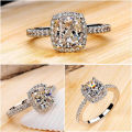 Gorgeous Silver Princess Cut White Sapphire Wedding Band Ring Size 7