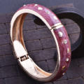 Gold Plated Purple Enamel bangle charms bracelet