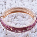 Gold Plated Purple Enamel bangle charms bracelet