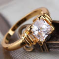 wonderful white sapphire 24k gold filled nice ring Sz9