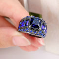 Size 6 18k Black Gold Filled Blue Sapphire Ring