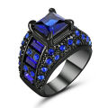 Size 6 18k Black Gold Filled Blue Sapphire Ring