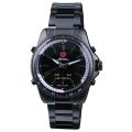 Genuine SHARK Black Dial LED Alarm Digital Display Stainless Steel Watch Ref15