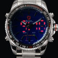 Genuine SHARK Black Dial LED Alarm Digital Display Stainless Steel Watch Ref35