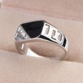Men Stainless Steel Ring Gemstone Ring Black Onyx Size12