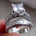 Gorgeous Princess Cut 18k White Gold Filled Wedding Band Ring Size 7