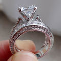 Gorgeous Princess Cut 18k White Gold Filled Wedding Band Ring Size 8