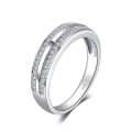 925 Solid Sterling Silver Cubic Zirconia Anniversary Wedding Band  - Ring Size 8