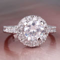 Sparkling Cushion Princess Cut - 18k white gold filled engagement Ring Sz7-SzO
