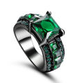14KT Black Gold Filled Green Emerald Wedding Ring Gift size 6