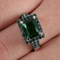 Green Emerald Gem Engagement Ring 10KT White Gold Filled size 6