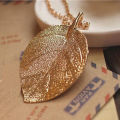 Leaf Pendant Leaves Charm Gold Long Necklace