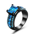 Blue Stones Black Gold Filled Ring Size 8