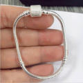 Silver Snake Chain Bracelets Bangle Suit sterling European Beads Charm 21cm
