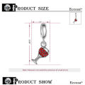 Wine Glass Silver Goblet Red Crystal Pendant Charm Bead