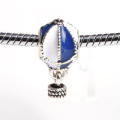 Hot air balloon Deep Blue Paint Silver Charm Bead Fit Necklace Bracelet Chain