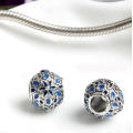 1Pcs Blue Big Hole Bead Charm Round bead Suit silver bracelet